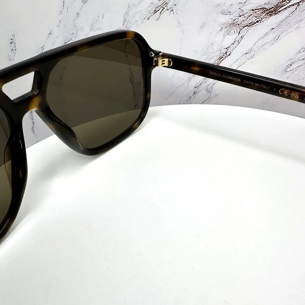STYLISH New Dolce & Gabbana Sunglasses DG4354 502/73 Brown Aviator Pilot Gold
